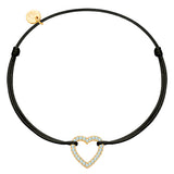 Armband Sterling Silber gelbgold Textil (schwarz) Zirkonia weiß