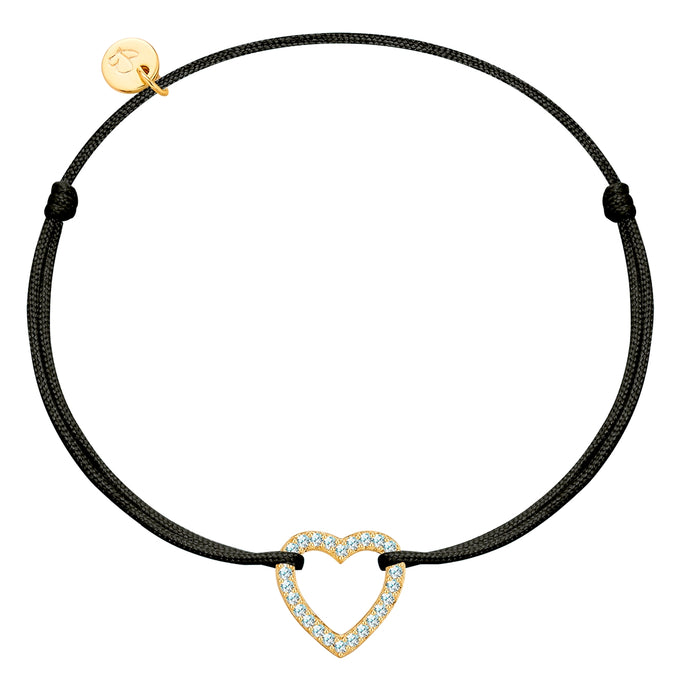 Armband Sterling Silber gelbgold Textil (schwarz) Zirkonia weiß