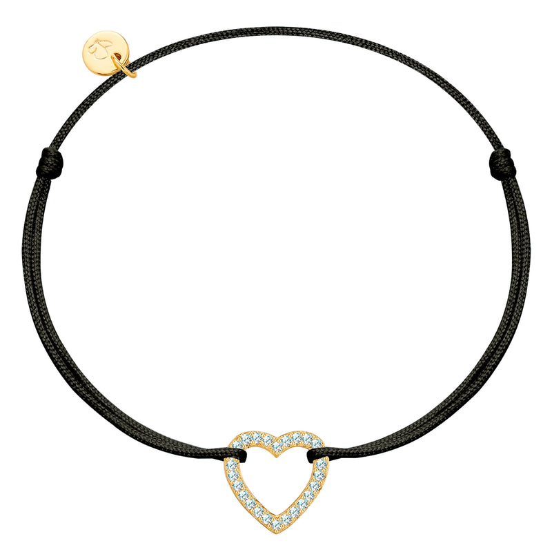 Armband Sterling Silber gelbgold Textil (schwarz) Zirkonia weiß