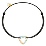 Armband Sterling Silber gelbgold Textil (schwarz) Zirkonia weiß