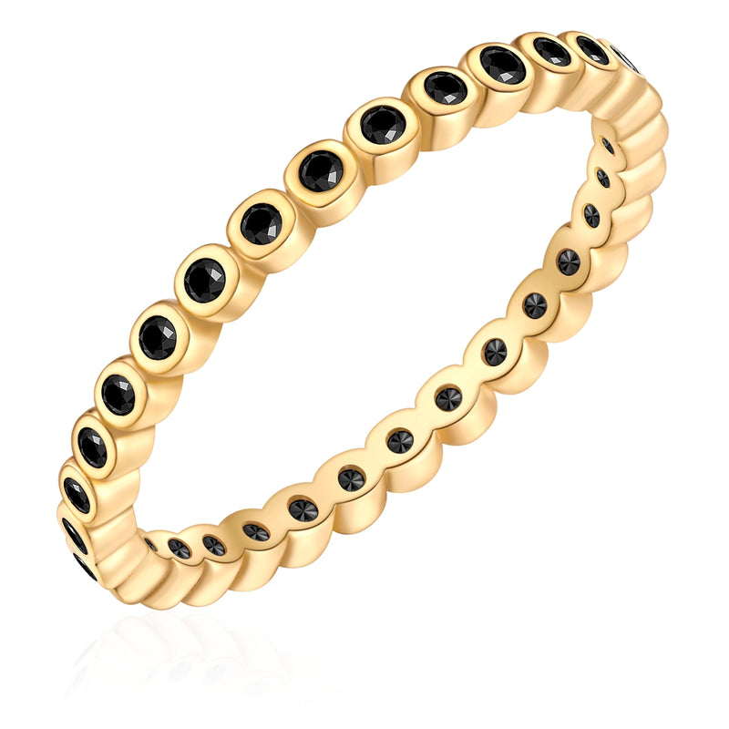 Ring Sterling Silber gelbgold Zirkonia schwarz