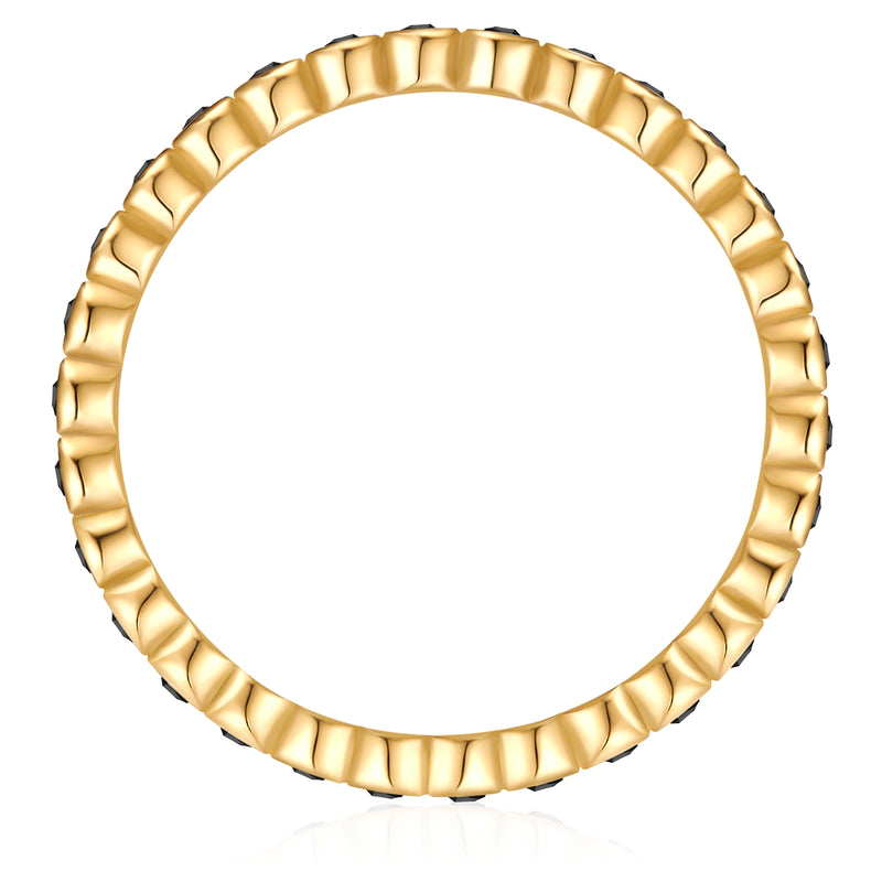 Ring Sterling Silber gelbgold Zirkonia schwarz
