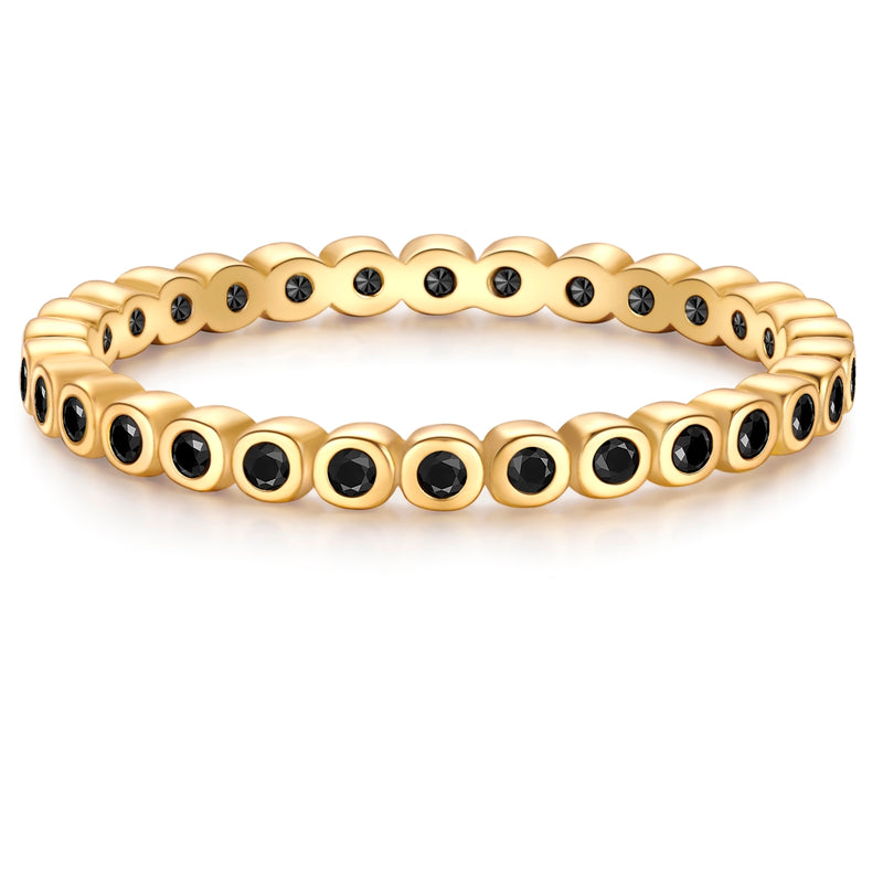 Ring Sterling Silber gelbgold Zirkonia schwarz