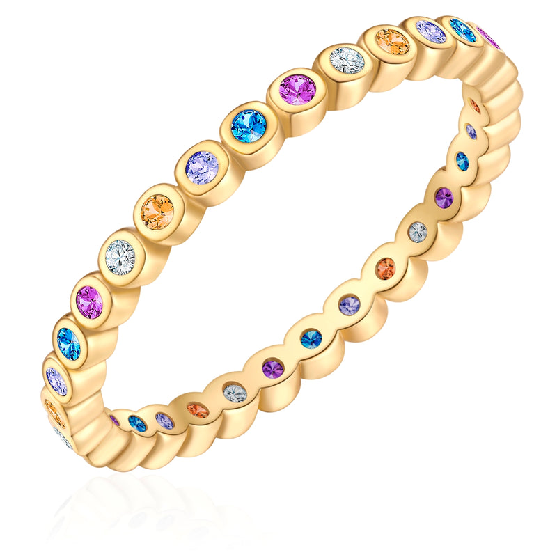 Ring Sterling Silber gelbgold Zirkonia multicolor