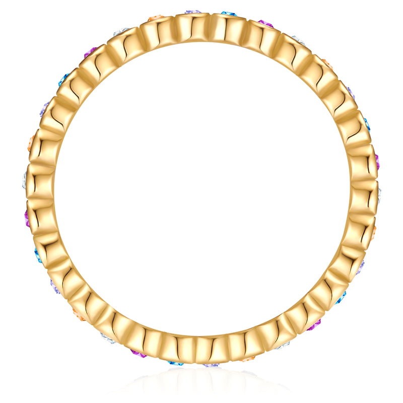 Ring Sterling Silber gelbgold Zirkonia multicolor