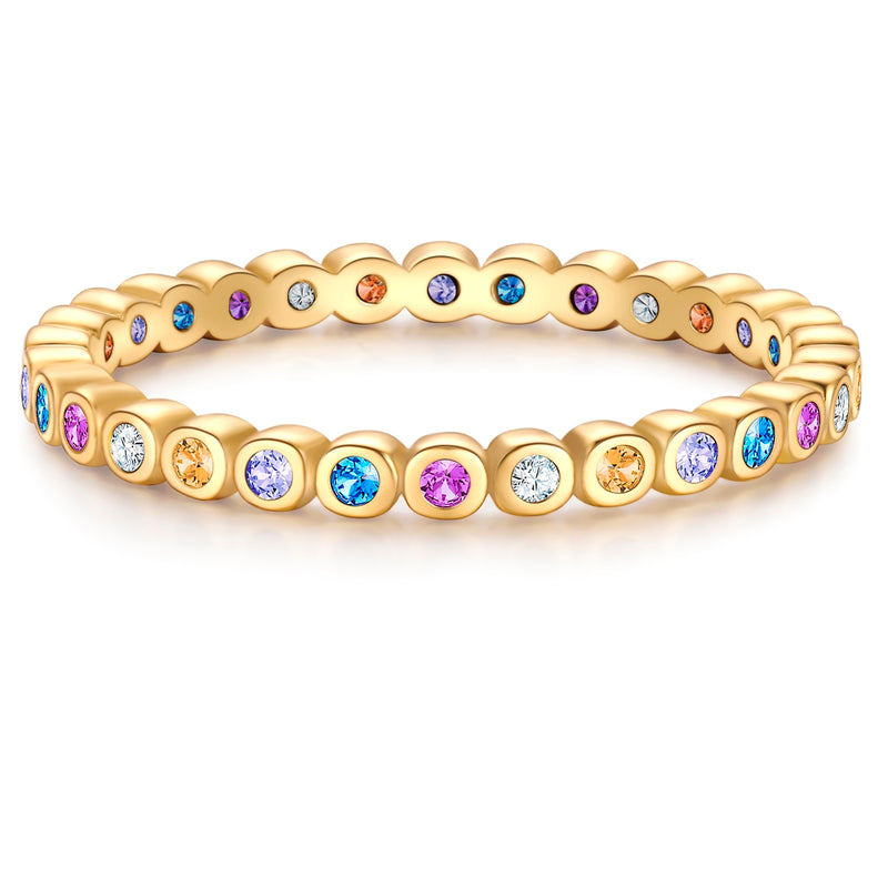 Ring Sterling Silber gelbgold Zirkonia multicolor