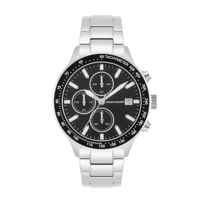 Herren Chronograph silber Edelstahl silber