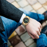 Herren Quarzuhr gelbgold Edelstahl gelbgold