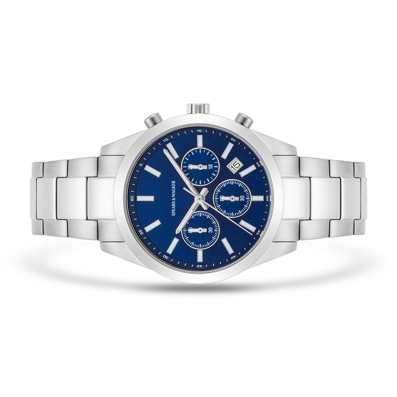 Herren Chronograph silber Edelstahl silber