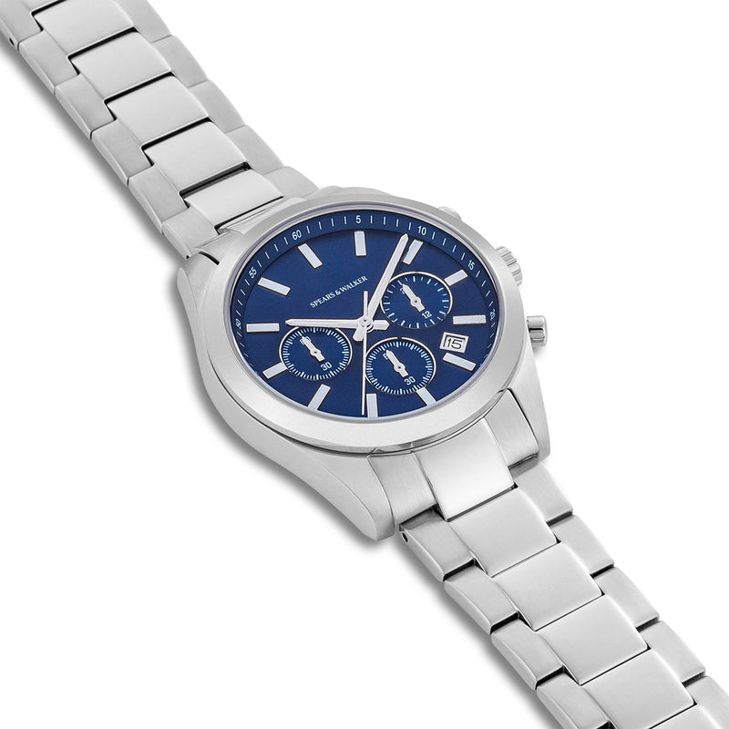 Herren Chronograph silber Edelstahl silber