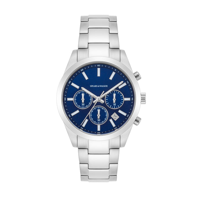 Herren Chronograph silber Edelstahl silber