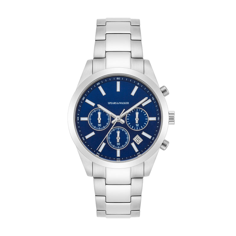 Herren Chronograph silber Edelstahl silber