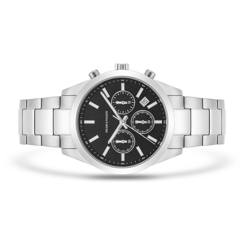 Herren Chronograph silber Edelstahl silber