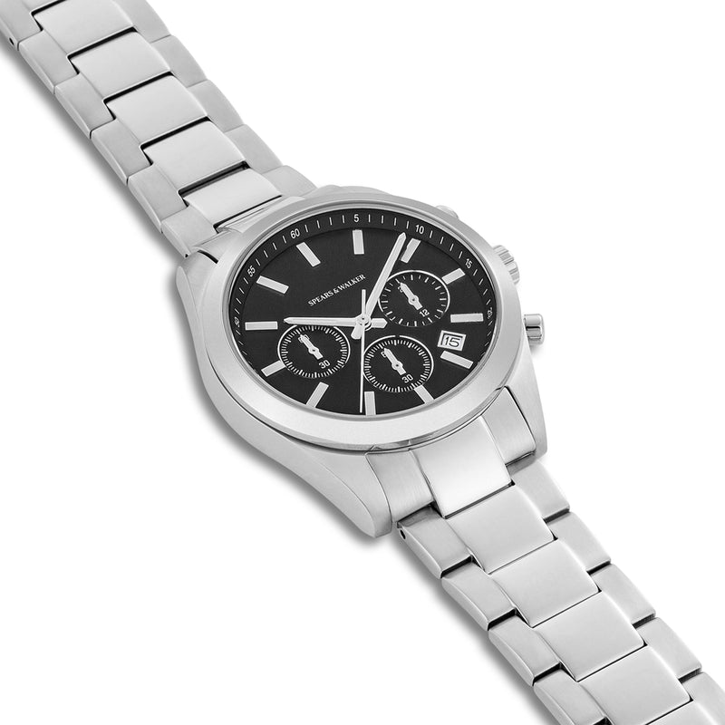 Herren Chronograph silber Edelstahl silber