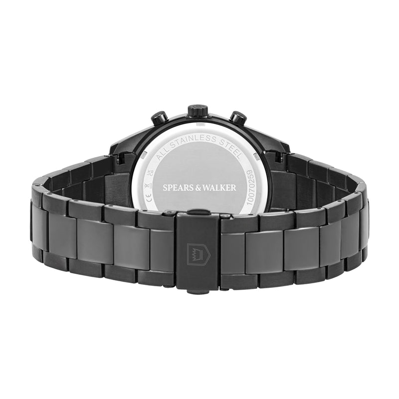 Herren Chronograph schwarz Edelstahl schwarz