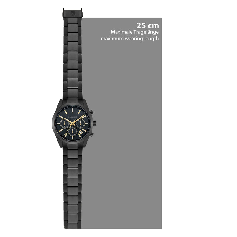 Herren Chronograph schwarz Edelstahl schwarz