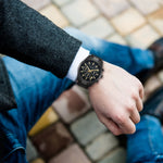 Herren Chronograph schwarz Edelstahl schwarz