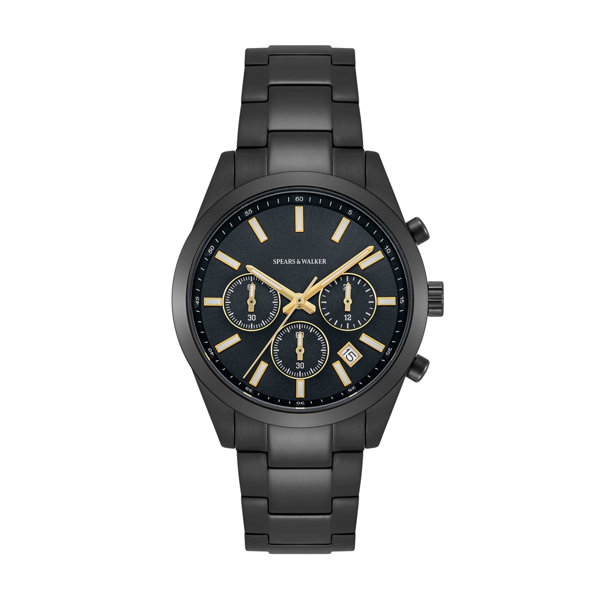 Herren Chronograph schwarz Edelstahl schwarz