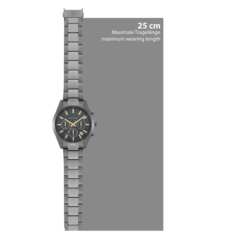 Herren Chronograph grau Edelstahl grau