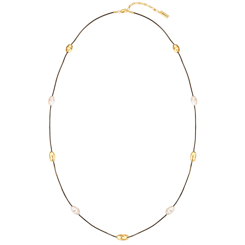 Kette mit Anhänger gelbgold Perle (synth.) weiß
