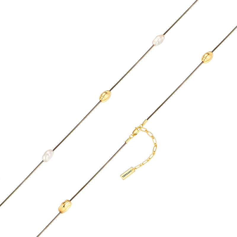Kette mit Anhänger gelbgold Perle (synth.) weiß