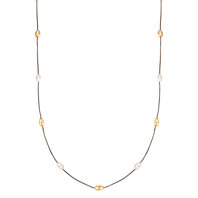Kette mit Anhänger gelbgold Perle (synth.) weiß