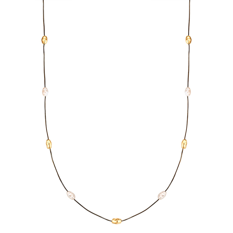 Kette mit Anhänger gelbgold Perle (synth.) weiß