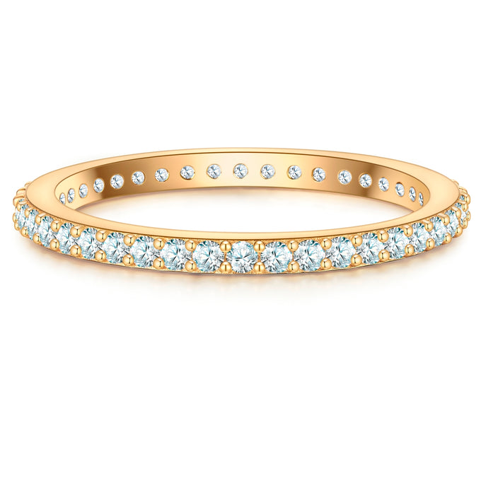 Ring Sterling Silber gelbgold Zirkonia weiß