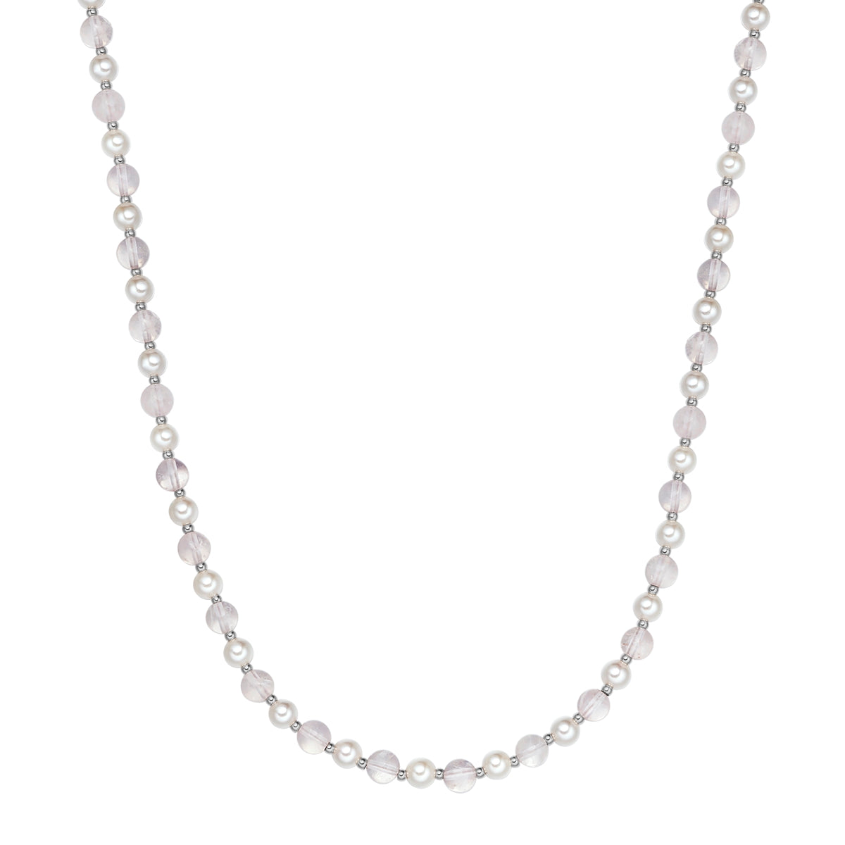 Kette Edelstahl Muschelkernperle weiß Quarz rosa