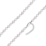 Kette Edelstahl Muschelkernperle weiß Quarz rosa
