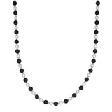 Kette Edelstahl Muschelkernperle weiß Onyx schwarz
