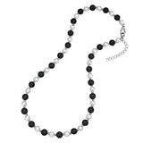 Kette Edelstahl Muschelkernperle weiß Onyx schwarz