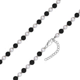 Kette Edelstahl Muschelkernperle weiß Onyx schwarz