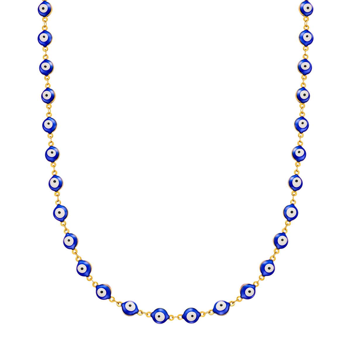 Kette Edelstahl gelbgold Emaille blau
