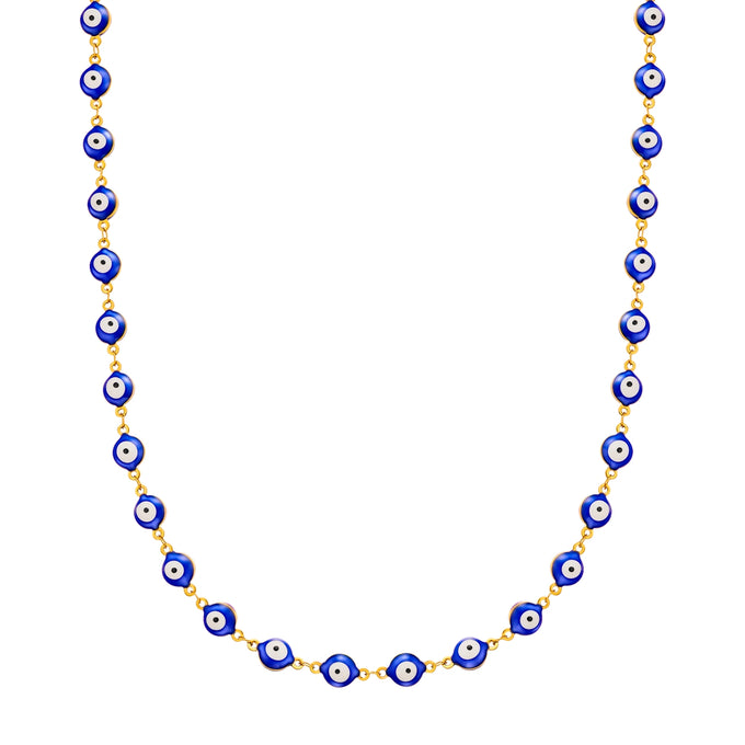 Kette Edelstahl gelbgold Emaille blau