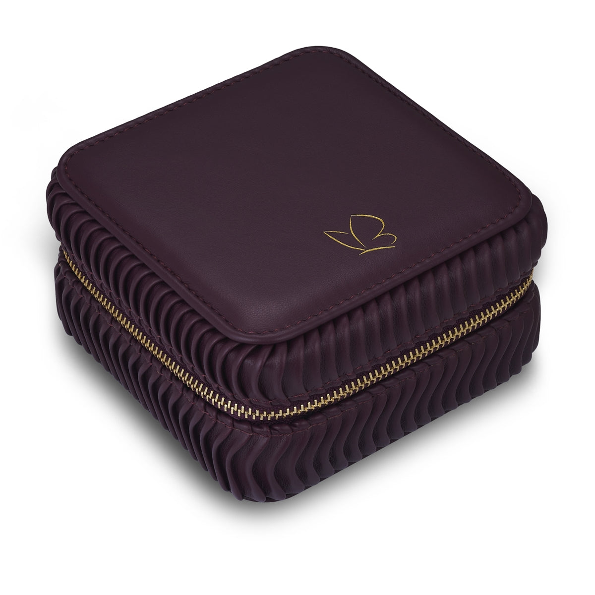 Schmuck-Reisetäschchen Kunstleder bordeaux 115x115x58 mm
