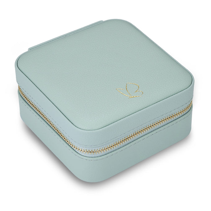 Schmuck-Reisetäschchen Kunstleder teal 115x115x58 mm