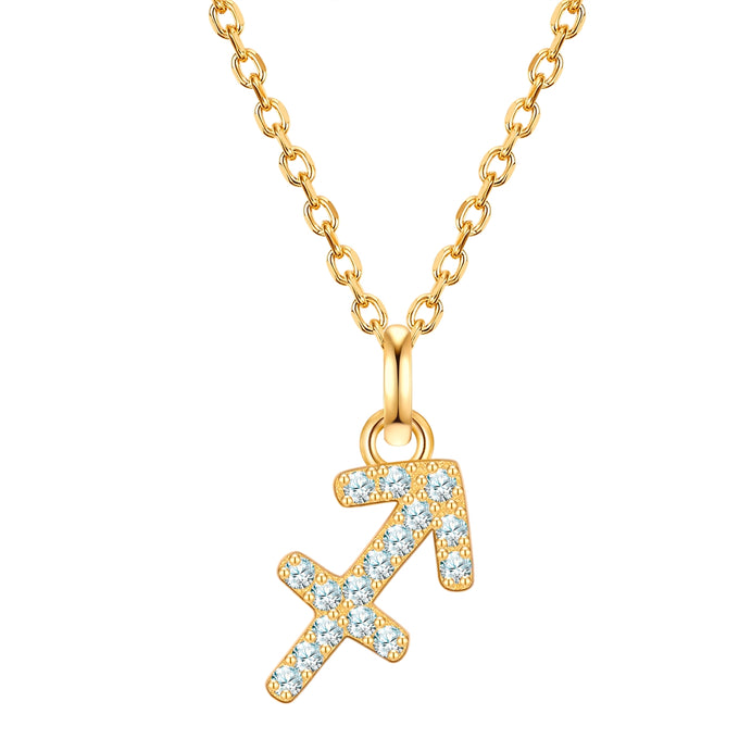 Kette mit Anhänger Sterling Silber gelbgold Zirkonia weiß