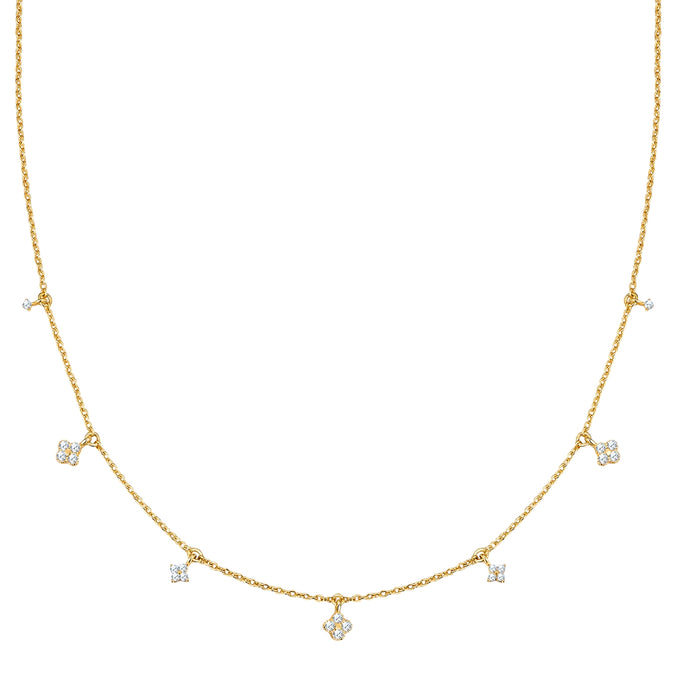 Kette mit Anhänger Sterling Silber gelbgold Zirkonia weiß
