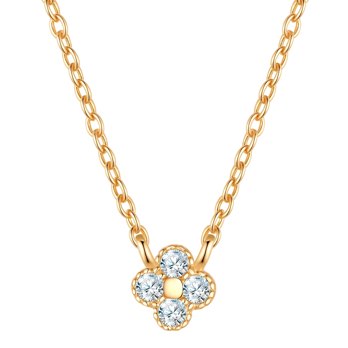 Kette mit Anhänger Sterling Silber gelbgold Zirkonia weiß