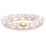 Ring Sterling Silber gelbgold Süßwasser-Zuchtperle weiß