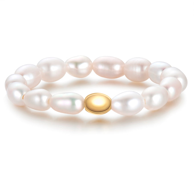 Ring Sterling Silber gelbgold Süßwasser-Zuchtperle weiß