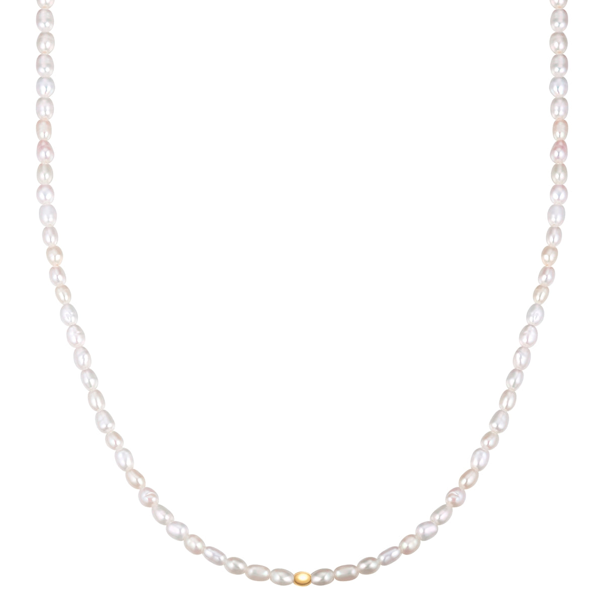 Kette Sterling Silber gelbgold Süßwasser-Zuchtperle weiß