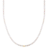 Kette Sterling Silber gelbgold Süßwasser-Zuchtperle weiß