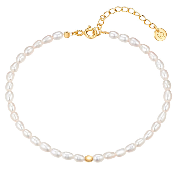 Armband Sterling Silber gelbgold Süßwasser-Zuchtperle weiß