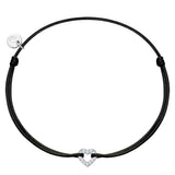 Armband Sterling Silber Textil (schwarz) Zirkonia weiß
