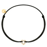 Armband Sterling Silber gelbgold Textil (schwarz) Zirkonia weiß