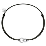Armband Sterling Silber Textil (schwarz) Zirkonia weiß
