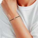 Armband Sterling Silber Textil (schwarz) Zirkonia weiß