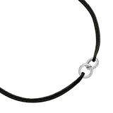 Armband Sterling Silber Textil (schwarz) Zirkonia weiß